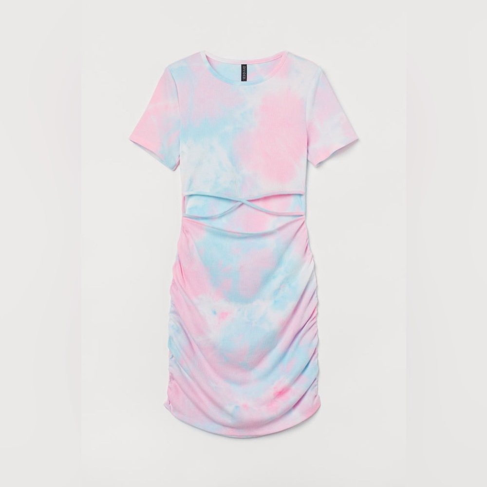 H&M Women’s Pink-Blue Tie-Dye cutout dress